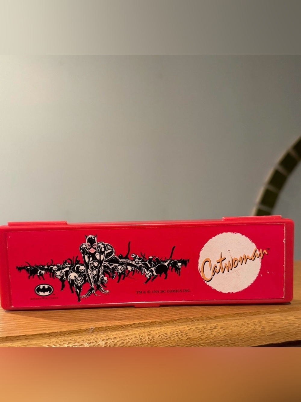 Vintage Catwoman Batman Returns Movie Red Pencil Case 1991
